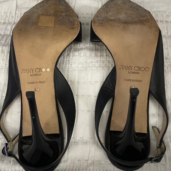 Jimmy Choo Black Leather Slingback Heels – Size IT 40 - Picture 5 of 7